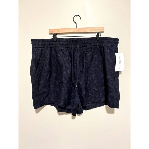 NWT Athleta Camo Farallon Shorts Drawstring Pull On Navy Blue Plus Size 24 - Picture 4 of 14